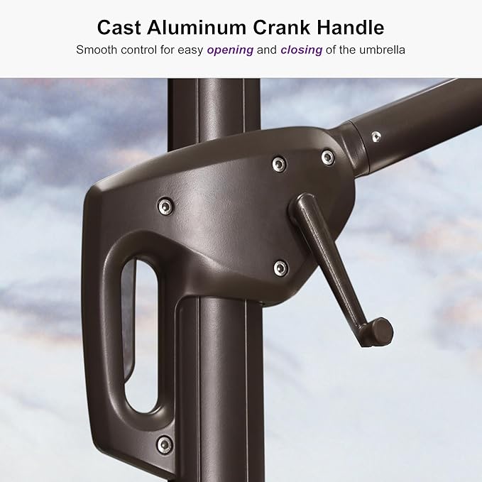 PURPLE LEAF 10FT Cantilever Patio Umbrella with 360-degree Rotation Aluminum Round Outdoor Offset Handing Umbrella for Patio Pool, Red