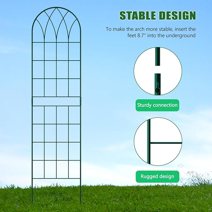 4 Pack Metal Garden Trellis for Climbing Plants,Green Metal Garden Trellis for Vines Plant Rose Vegetable Support,Large Decorative Outdoor Trellis