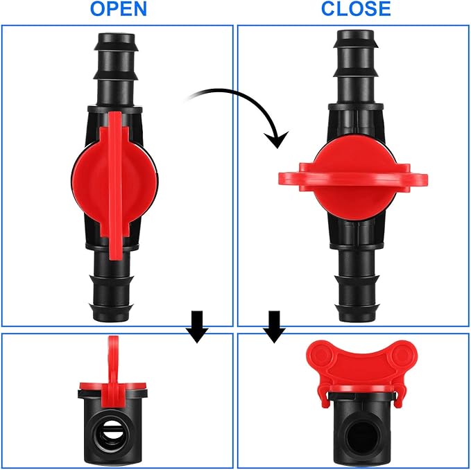 Drip Irrigation Switch Valve Gate Valves for 1/2 Inch Double Male Barbed Valve (8)
