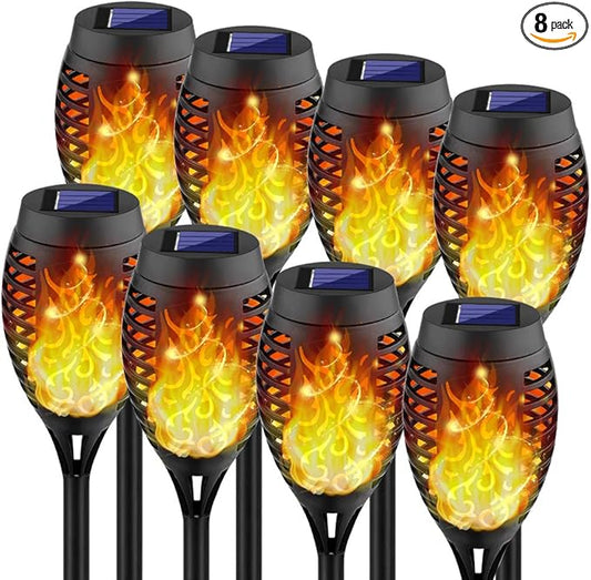 Kurifier Solar Lights Outdoor, 8Pack Solar Torch Light with Flickering Flame, Waterproof Solares Garden Light, Outdoor Solares Lights for Yard, Flame Torches for Outside Decor Decoration Patio Pathway