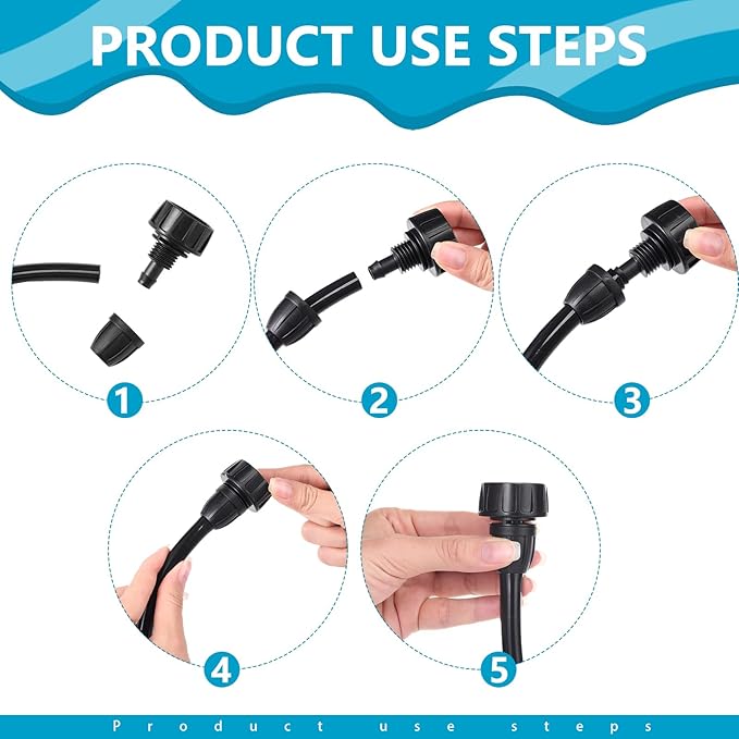 Retisee 12 Pcs 3/8 Inch Drip Irrigation Hose Connectors, 3/4" to 3/8" Drip Irrigation Adapter, Faucet to Hose Adapter, Plastic 3/4 Inch Garden Faucet Adapter with 12 Washers for Garden Irrigation