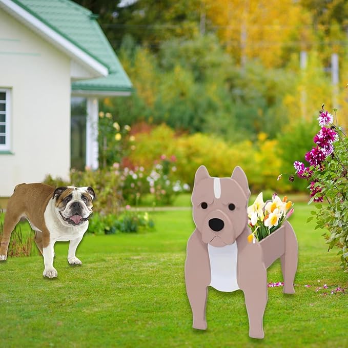 Bulldog Dog Planter Plant Pots,Cute Garden Dog Flower Planter,Dog Planters Birthday Gifts for Women,Office,Indoor/Outdoor Decor（9.45 * 7.32 * 13.5in）
