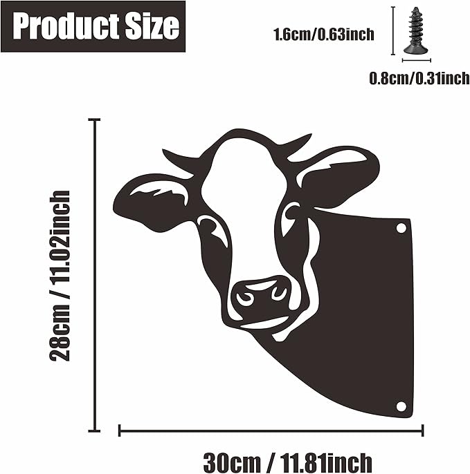 Cow Metal Art Farm Garden Decor Garden Fence Decoration Outdoor Decoration for Farmhouse Yard Lawn