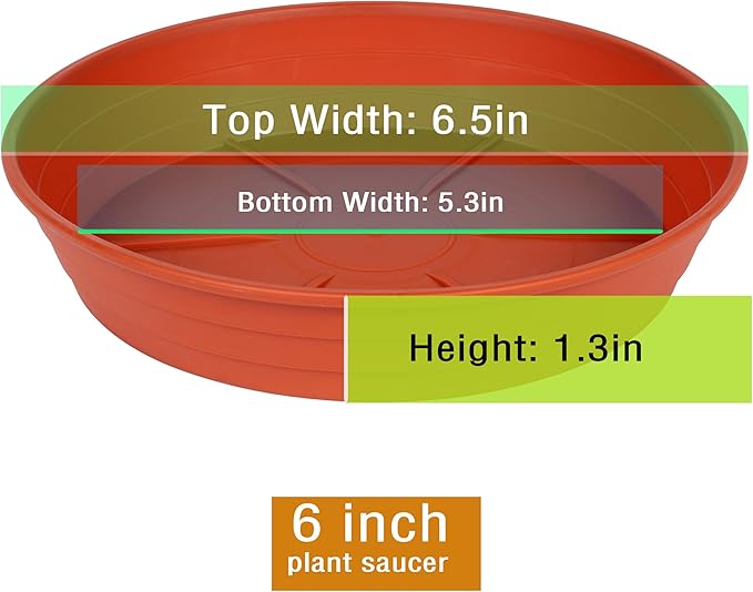 Plant Saucer 6 Inch 4 Pack 6 8 10 12 14 16 18 20 25, Plastic Plant Trays for Pots，Extra-Deep Plant Water Dray Tray, Bird Bath Bowl, Heavy Flower Plant saucers Indoors and Outdoor No Holes 6in-4 red