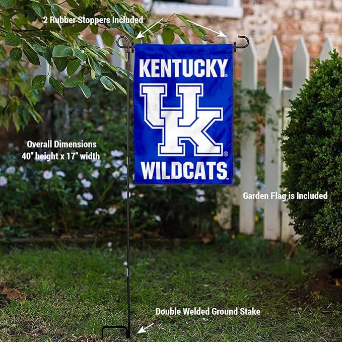 College Flags & Banners Co. Kentucky Wildcats Garden Flag with Pole Stand Holder