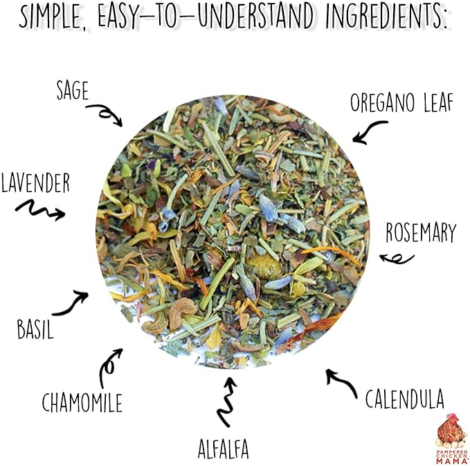 Pampered Chicken Mama Floral Nesting Herbs for Chickens (16 Ounces/1 Pound) | Relaxation Blend for Chick Brooder Box, Chicken Coop Bedding | Scent of Spring