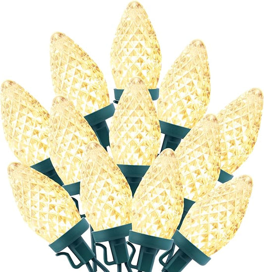 Brightown C9 LED Christmas String Lights, 66ft 100 LED Waterproof Strawberry String Lights, Plug-in Extendable Green Wire Lights String for Outdoor Indoor Outside Patio Wedding Party Decoration