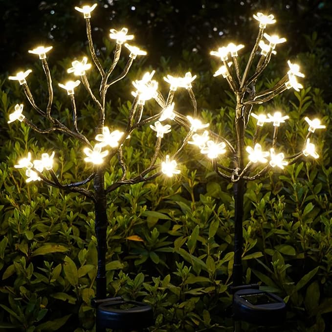 Solar Garden Lights Garden Decor, Solar Flowers Lights Outdoor Decorative,2Pack 40LED Solar Lights Outdoor Garden Waterproof for Outside Yard,Lawn,Patio,Pathway Decorations Gardening Gifts