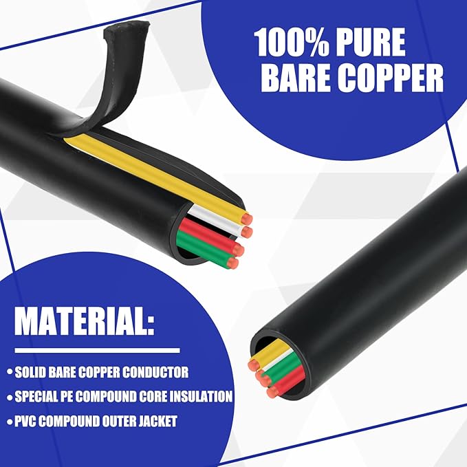 Hoolerry Solid Sprinkler System Wire 18 Gauge Irrigation Wire with UV Resistant PVC Jacket Sprinkler Cable for Underground Irrigation Field Central Control System 30v Ul Listed(18/4, 50 Ft)