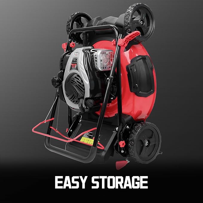 PowerSmart Gas Lawn Mower 21-inch with 140cc Briggs and Stratton E550 Engine, 3-in-1 Push Mower with Mulch, Bagger, Side-Discharge