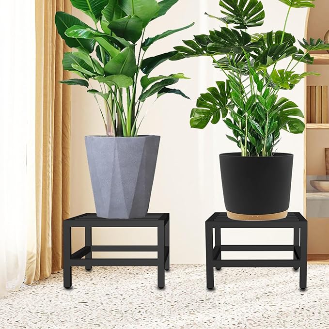 Plant Stand Indoor Outdoor, 3 Pcs Heavy Duty Plant Stands Metal Pedestal Stand for Indoor Outdoor, Wrought Iron Flower Stand Display Planter Shelf for Garden Deck Living Room