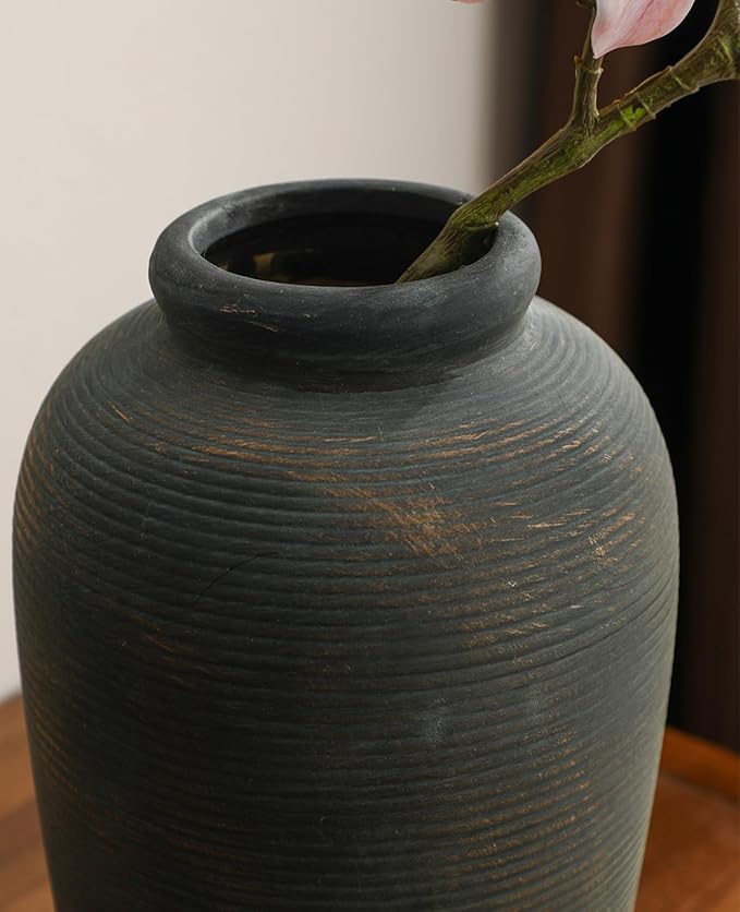 Decorative Ceramic Rustic vase,Tall vase for Minimalist Decoration,11" Large Vintage Vase for Home Decor,Centerpiece,Living Room,Enterway,Bronze