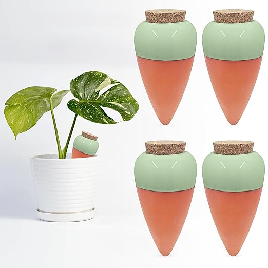 Plant Watering Globes - Olla Terracotta Watering Spikes - Hold 16 Ounces - Olla Water System for Plants - Self Water Method - Slow Releaese Drip Irrigation Terracotta Stakes