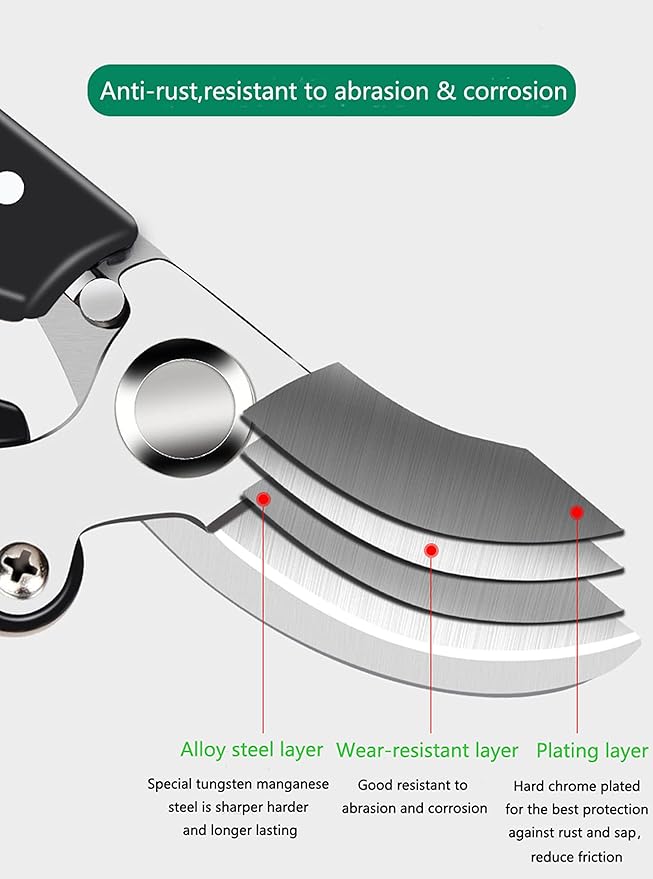 Garden Shears, Japanese Pruning Shears for Heavy Duty, Flowers Herbs Grapes Plant and Branch Cutters, Clippers, Trimmers, Scissors (Green)