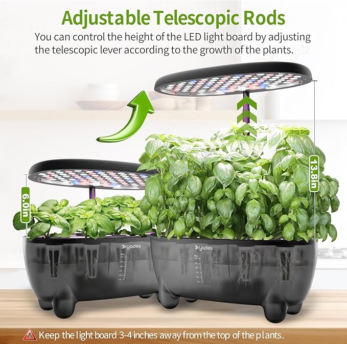 Indoor Hydroponics Growing System, 12 Pods Smart Herb Garden Planter with LED Grow Light Plant Germination Kit (No Seeds), Ideal Gift for Gardening Lovers, Gift Ideas for Women Men