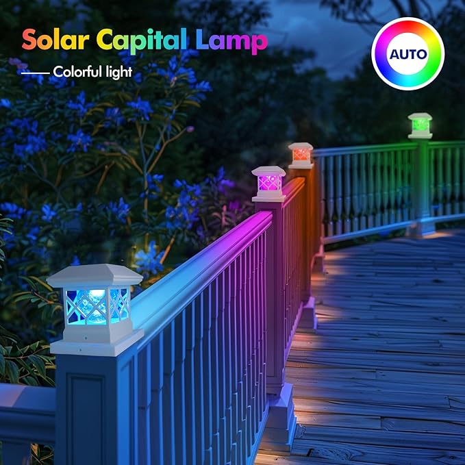 TWINSLUXES Solar Post Cap Light Outdoor, Waterproof LED Fence Post Solar Light, Solar Post Light, 3.5x3.5/4x4/5x5 Post for Patio, Deck Garden Decoration, Wooden or Vinyl Fence Deck Post