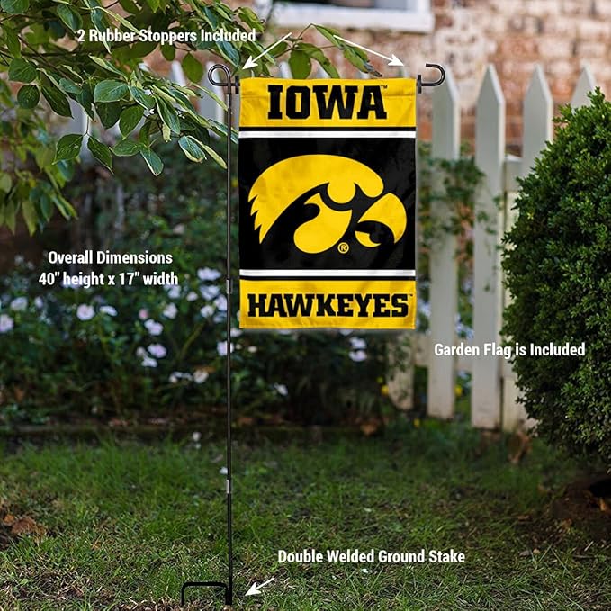 College Flags & Banners Co. Iowa Hawkeyes Garden Flag with Stand Holder