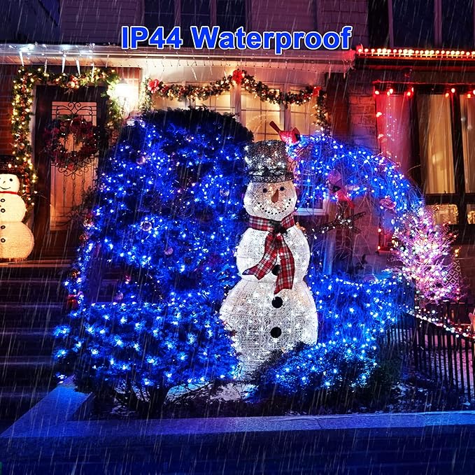 JMEXSUSS 360 LED Blue Net Lights Outdoor, Connectable 12ft x 5ft Christmas Net Lights Plug in with Remote, 8 Modes Waterproof Christmas Mesh String Lights for Bushes Christmas Decorations