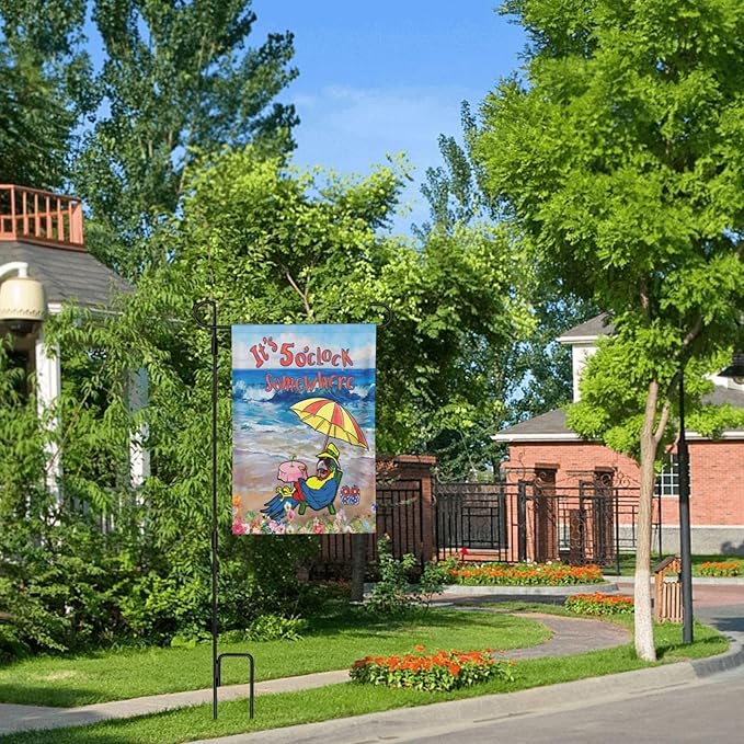 It'S 5 O'Clock Somewhere Garden Flag 12x18 Inch Outdoor Decoration Banner Spring Summer Tropical Beach House Flags Yard Farmhouse Garden Deco Indoor Sign