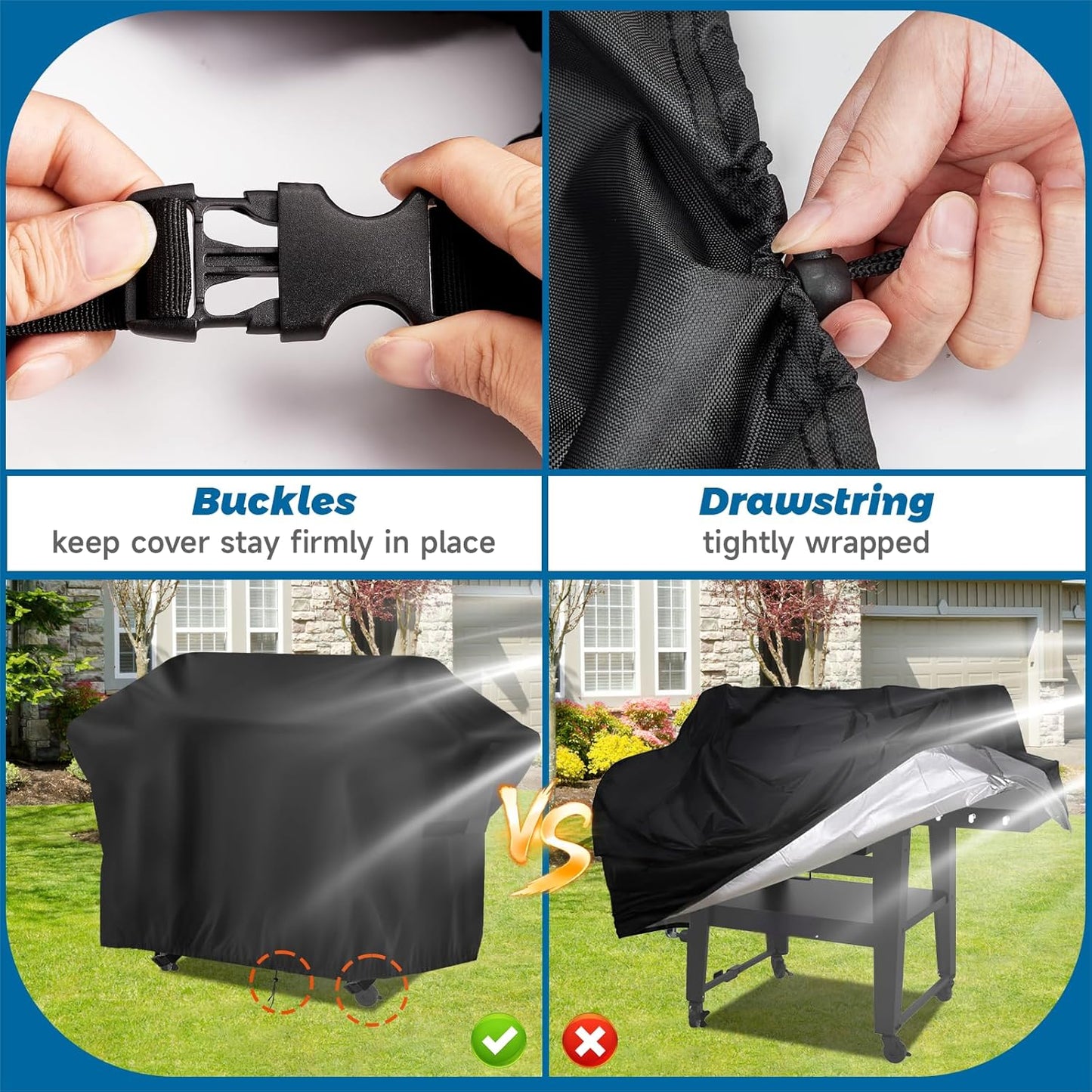 Flat Top Grill Cover for Nexgrill Daytona 4-Burner Propane Gas Griddle，Heavy Duty Waterproof Gas Griddle Cover for Member Mark Pro Series 5-Burner Gas Griddle, 68" W x 29" D x 36" H