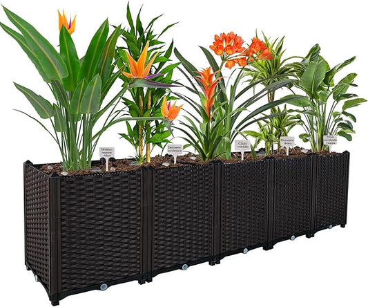 Large Planters for Outdoor Plants Raised Garden Bed Garden Boxes Outdoor Raised Planter Box Plant Pots Perfect for Garden Patio Balcony Deck to Planting Flowers Vegetables Tomato and Herbs