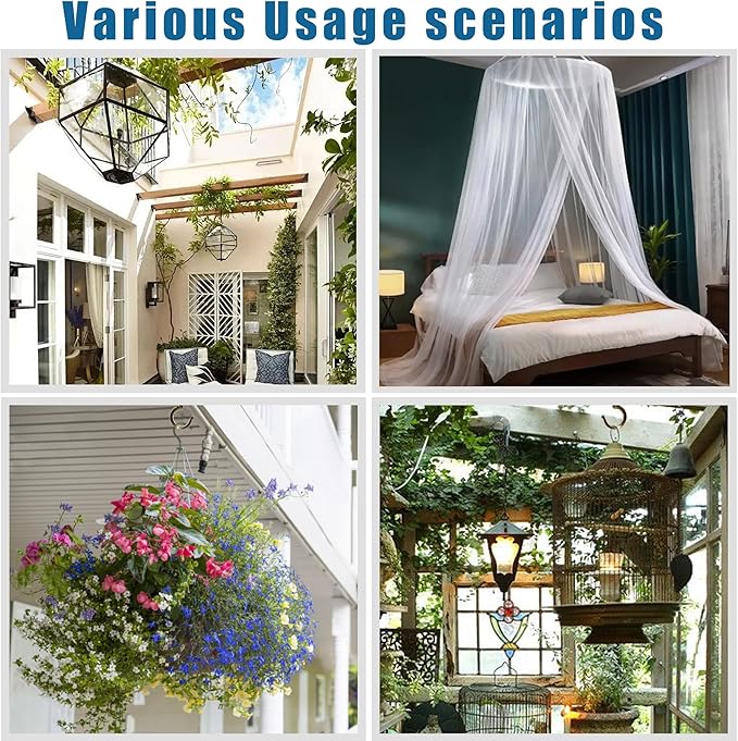 Ceiling Hooks for Hanging Plants (4 PCS Gold),Heavy Duty Metal Plant Hooks, Screw in Hooks for Hanging Birdfeeders, Lamps, Planters, Outdoor Decorative Hooks up to 33 lbs