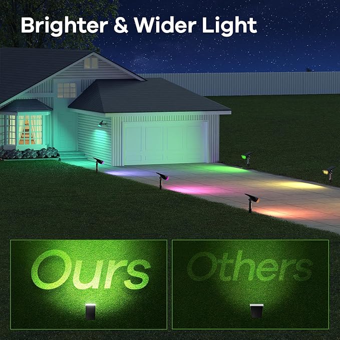 Consciot Solar Color Changing Outdoor Spotlights, 7 Lighting Modes Outside Solar Lights Waterproof IP67, Multicolor Christmas Decorations Landscape Lights for Pathway Patio Fence, Auto On/Off, 6 Pack