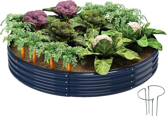 Galvanized Metal Planter Round Raised Garden Bed Kit for Gardening Outdoor，3x3x1ft Grow Garden Box Raised Flower Bed，Round Galvanized Planter Outdoor Large Metal Fire Pit Ring