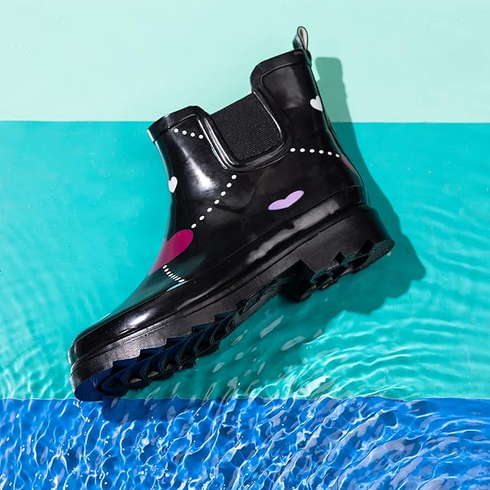 NORTY - Womens Ankle Rain Boots - Ladies Waterproof Winter Spring Garden Boot runs ½ size large