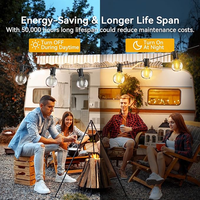 XURISEN Outdoor String Lights with Dimmer, 35.5FT LED Patio Lights for Outside 15+1 Shatterproof G40 Globe Bulbs UL Listed IP65 Waterproof Hanging Lighting for Backyard Balcony Bistro Party Decor