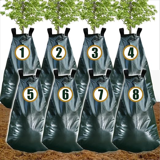 8 Pack 20 Gallon Capacity Watering Bags for Tree, 6-8 Hours Slow Release Tree Water Bags, Reusable Tree Watering Bag, Premium PVC Gator Bags for Healthier Trees, Sapling, Plant