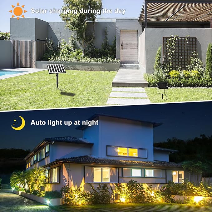 CLY LED Solar Lights Outdoor IP66 Waterproof, Bright Solar Dusk to Dawn Light 5000mah, Adjustable Angle, Solar Powered Security Flood Light 5M Cable for Wall Porch Shed Barn 2700K 4000K 6000K