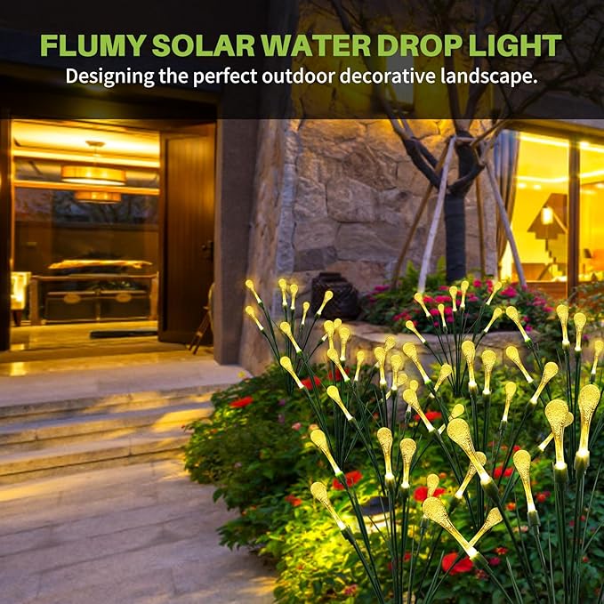 Solar Lights Outdoor Waterproof Upgraded Outdoor Solar Lights for Yard Patio Garden Decor, Solar Lights for Outside Gardening Supplies, Water Droplets Garden Lights Solar Powered Outdoor (4 Pack)