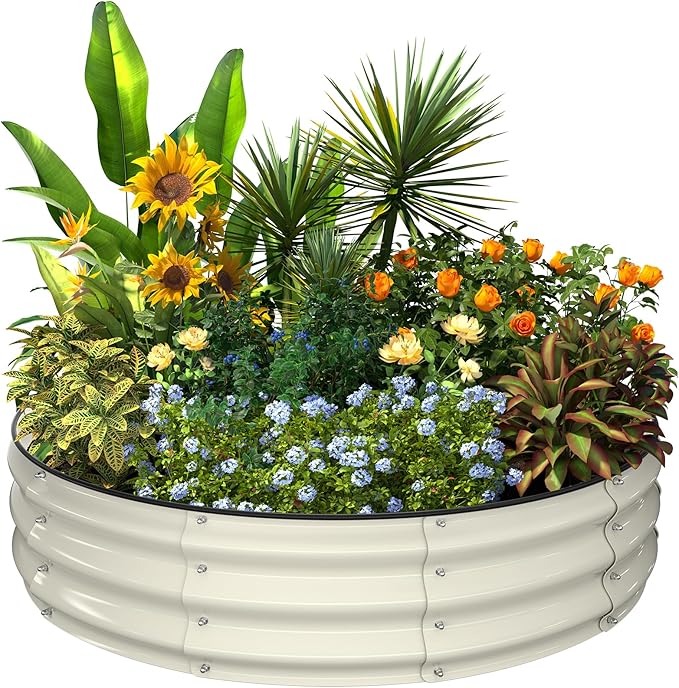 Kesfitt Raised Garden Bed Kit,Outdoor Galvanized Planter Raised Boxes with Safety Edging and Gloves,Large Metal Raised Garden Beds for Gardening Vegetables,Fruits,Flower(4x4x1FT)