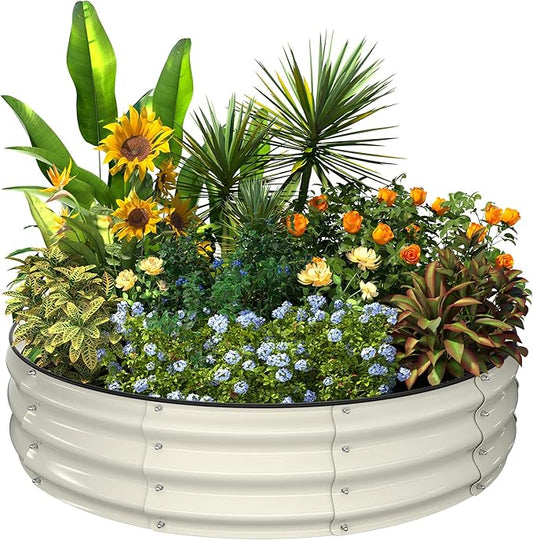 Kesfitt Raised Garden Bed Kit,Outdoor Galvanized Planter Raised Boxes with Safety Edging and Gloves,Large Metal Raised Garden Beds for Gardening Vegetables,Fruits,Flower(4x4x1FT)