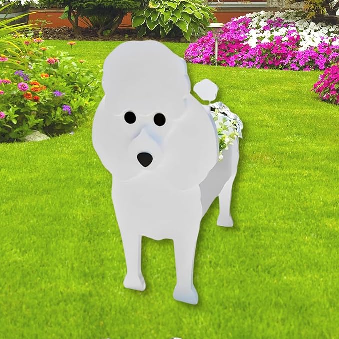 Poodle Dog Planter Plant Pots,Cute Garden Dog Flower Planter,Dog Planters Birthday Gifts for Women,Office,Indoor/Outdoor Decor（9.45 * 8.35 * 13.39in）