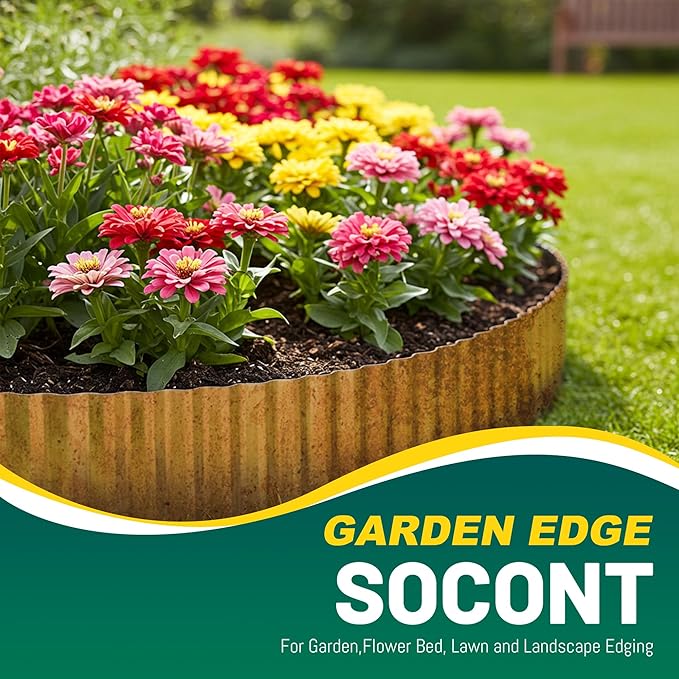 Corrugated Metal Garden Edging, 6"×20Ft Durable Landscape Border for Garden, Lawn, Flower Beds and Paver Edging (Rusty)