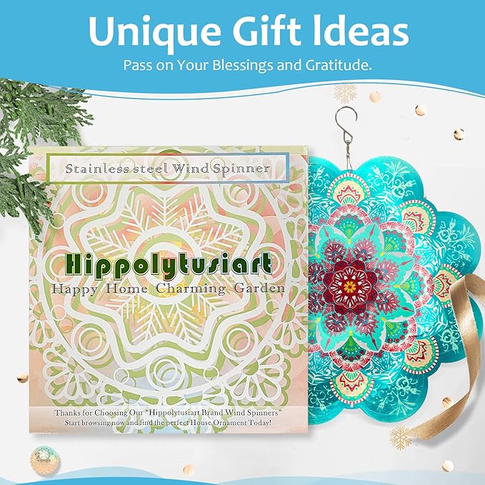 Wind Spinner Mandala Lucky Firework,12inch Hanging Wind Spinner Lucky Gifts for Women/Mother/Grandma/Father/Mom/Wife,Outdoor&Indoor Garden Decorations Yard Art Christmas Ornament