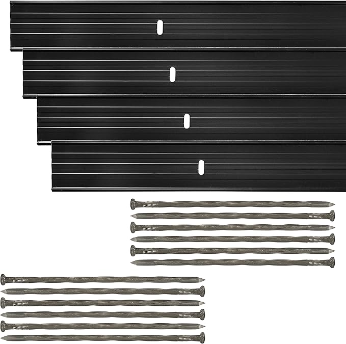 Dreamscape E-Z Edge Aluminum Landscape Edging - 4 Strips, 6ft Each (24ft Total), Black Painted - Professional Quality Landscaping Border, Metal Divider for Lawn, Garden, Flowerbed