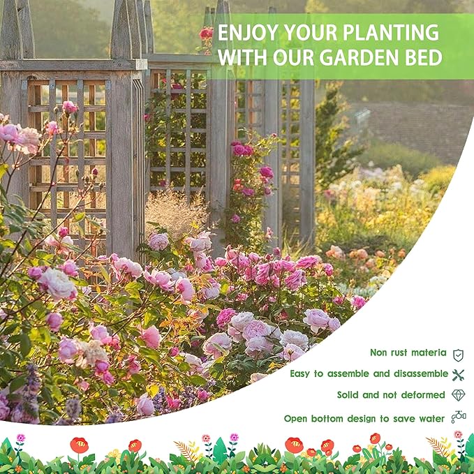 EKX 6x2x2FT Galvanized Raised Garden Bed, Raised Garden Bed Kit-Metal Planter Box Outdoor,Planting for Vegetables, Fruits,Herbs, Flowers-Slive