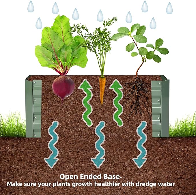 8x2x1ft Metal Raised Garden Bed Kit，Galvanized Garden Bed Box for Vegetables, Flowers, Herbs, and Succulents,120 Gallon Capacity - Green