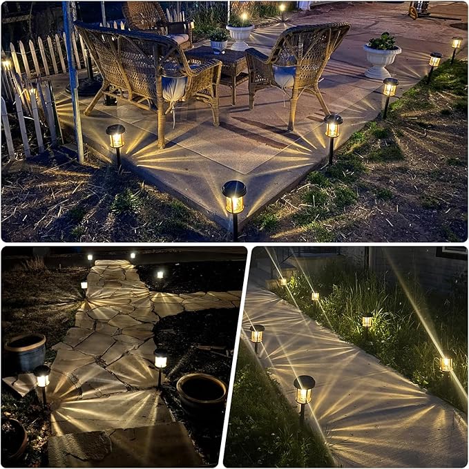 XMCOSY+ Solar Lights Outdoor, 6 Pack Pathway Lights Solar Powered, 20 LM LED Glass Outside Light, Waterproof Lighting for Garden Yard Landscape Driveway Walkway (Warm White)