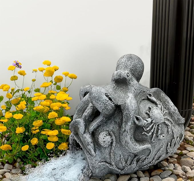 Octopus Sculpture Gutter Diverter Rain - Decorative Gutter Extension Downspout, Splash Block, 3"x4" Downspout Extender, Outdoor Decor Sculpture Ornament, Gutter Downspout Decoration