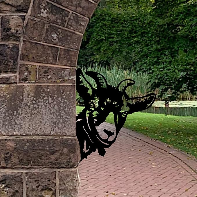 Peeping Goat Metal Art Farm Garden Decor Garden Fence Decoration Outdoor Decoration for Farmhouse,Yard,Lawn