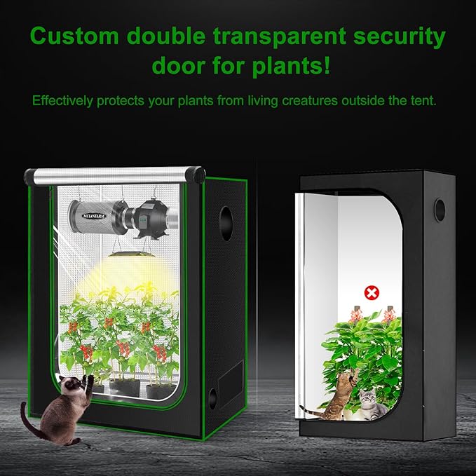 MELONFARM 2x4 Grow Tent, 48"x24"x60" Grow Tent, Double Transparent Viewing Door Indoor Grow Tent, Growing Tent with High Reflective Mylar & Floor Tray, Plant Tent for Indoor Hydroponics Growing