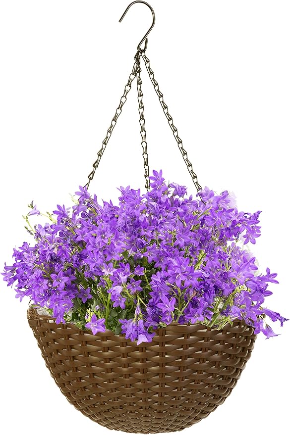 Panacea 82303 Woven Resin Hanging Baskets, Espresso, 14" Dia. Each, 4 Pack (4)4