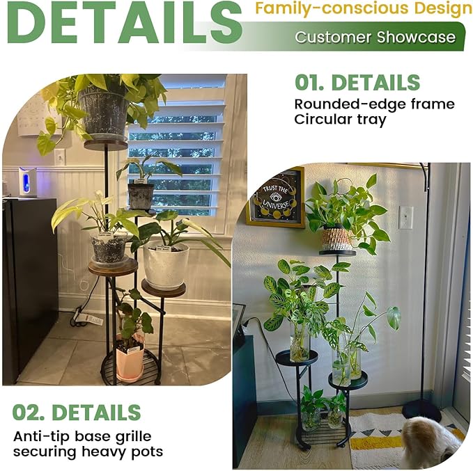 TOSKING 5 Tier Metal Plant Stand Indoor， Plant Shelf, Corner Shelf Flower Pot Stand for Outdoor Plant Stand for Living Room Balcony Garden Patio Bedroom (Green, 42inches)