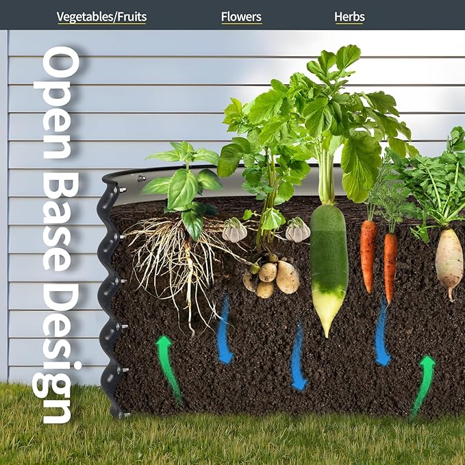 Kesfitt Galvanized Raised Garden Bed Kit,18" Tall 7-in-1 Outdoor Metal Planter Boxes with Safety Edging,8×2×1.5FT Modular Large Steel Raised Beds for Gardening Vegetables Fruits Flower