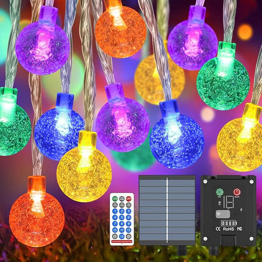56FT Solar String Lights, 100LED Outdoor Solar Lights with Remote, Color Changing Globe Patio Light, 13 Light Modes, Timing & IP65 Waterproof, Christmas Decoration for Garden Yard