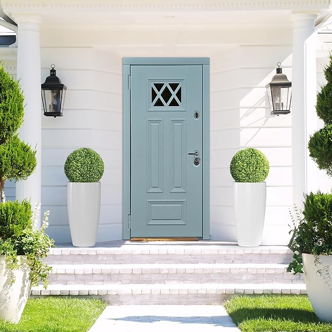 QCQHDU 24 inch Tall Planter for Indoor & Outdoor Plants, 2 Pack Sturdy Plant Flower Pots Modern Decor for Front Porch Patio Deck Living Room